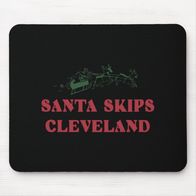 Santa Skips Cleveland Funny Santa Reindeer Xmas Ch Mouse Mat (Front)