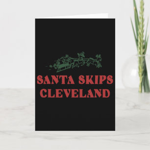 Santa Skips Cleveland Santa Reindeer Xmas Christma Card