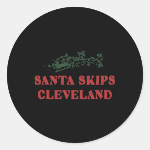 Santa Skips Cleveland Santa Reindeer Xmas Christma Classic Round Sticker
