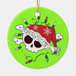 Santa Skull Ceramic Tree Decoration