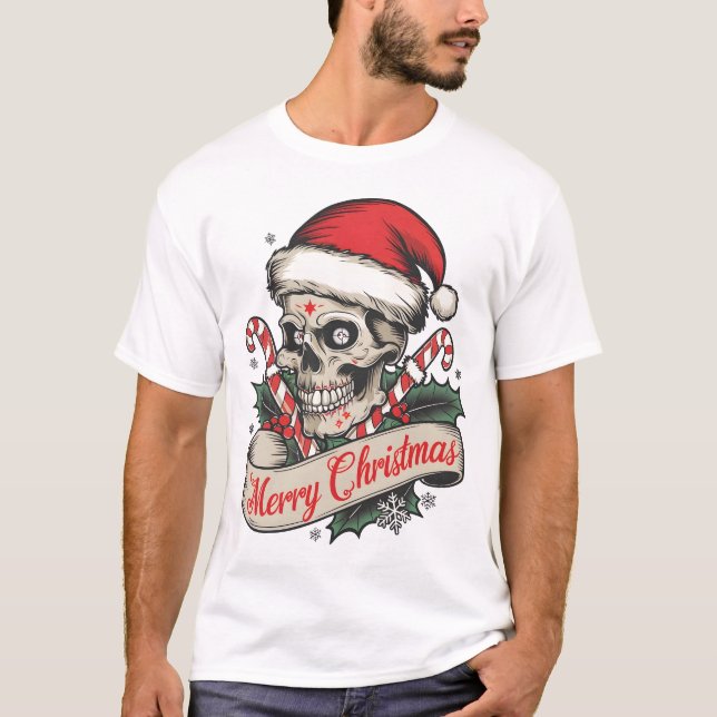 🎅💀 Santa Skull Christmas Tee (Front)