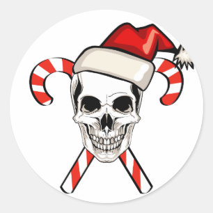 Santa Skull Classic Round Sticker