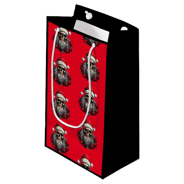 Santa Skull Gift Bag (Black) (Front Angled)