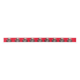 Santa Skull Gift Ribbon (Red) Satin Ribbon