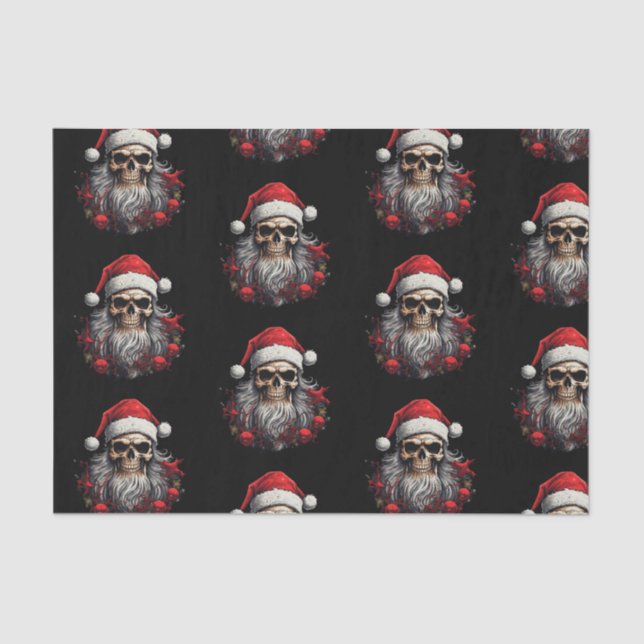 Santa Skull Gift Tissue (Black) Tissue Paper (Front)