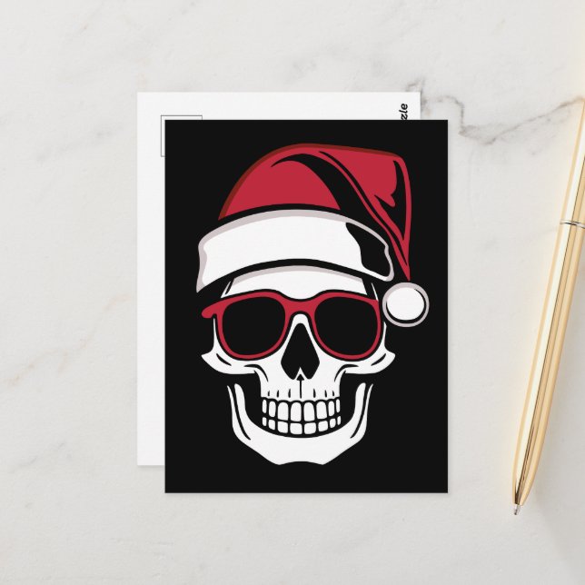 Santa skull Goth Christmas Postcard (Front/Back In Situ)