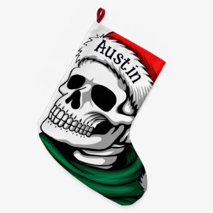 Santa Skull Large Christmas Stocking
