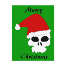 Santa Skull On Christmas Green