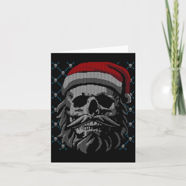Santa Skull Ugly Christmas Santa Lover Y Christmas Card (Front)