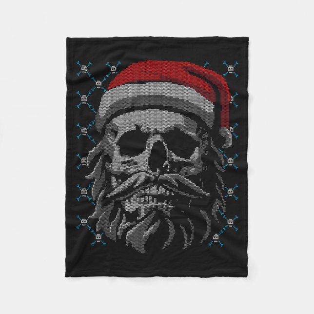 Santa Skull Ugly Christmas Santa Lover Y Christmas Fleece Blanket (Front)