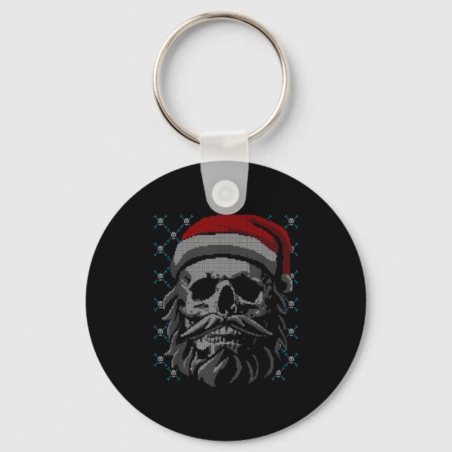 Santa Skull Ugly Christmas Santa Lover Y Christmas Key Ring (Front)