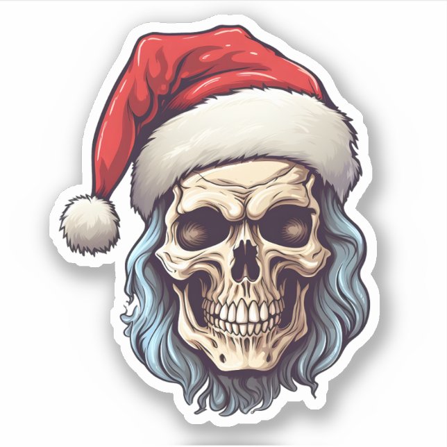 Santa Skull Wearing A Hat Spooky Christmas (Front)