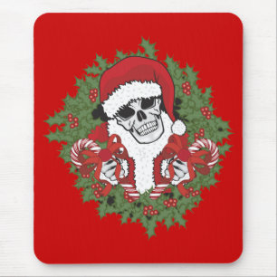 Santa Skull with Wreath Mouse Mat