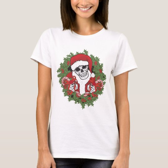 Santa Skull with Wreath T-Shirt