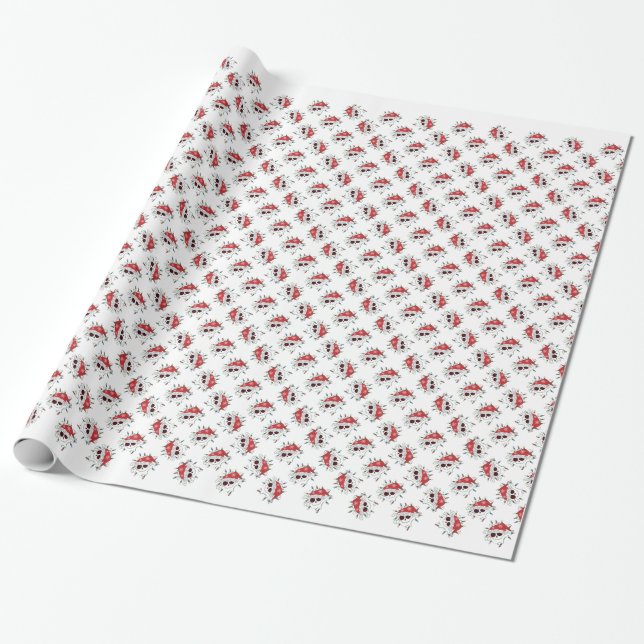 Santa Skull Wrapping Paper (Unrolled)