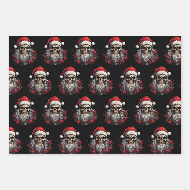 Santa Skull Wrapping Paper Sheet (Front)