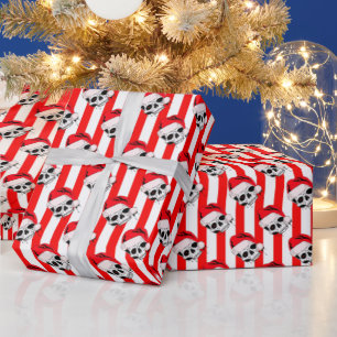 Santa Skulls and Stripes Wrapping Paper