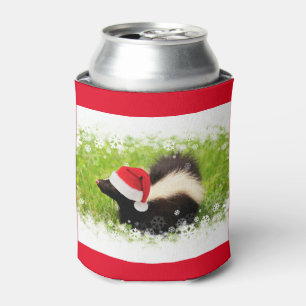 Santa Skunk Festive Christmas Holiday Can Cooler