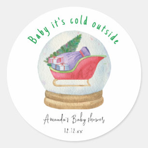 Santa sled - baby it's cold outside classic round sticker