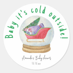 Santa sled - baby it's cold outside classic round sticker