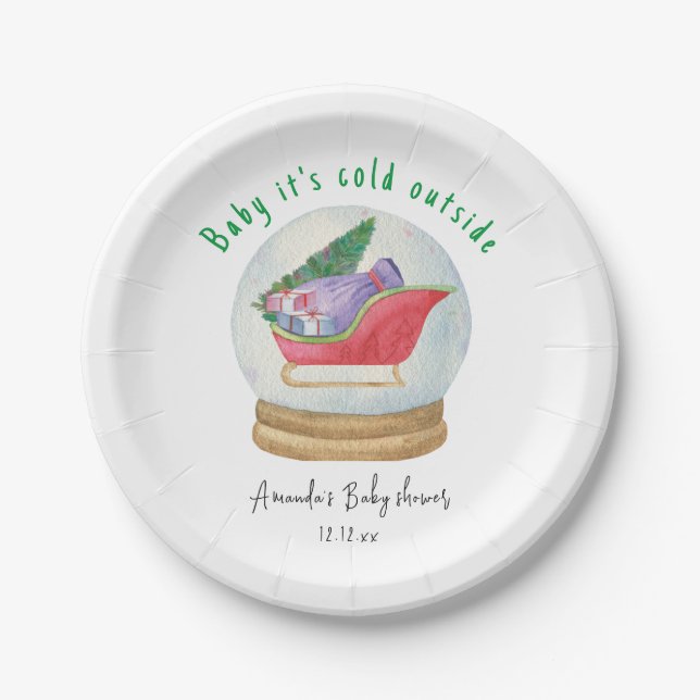Santa sled - baby it's cold outside paper plate (Front)