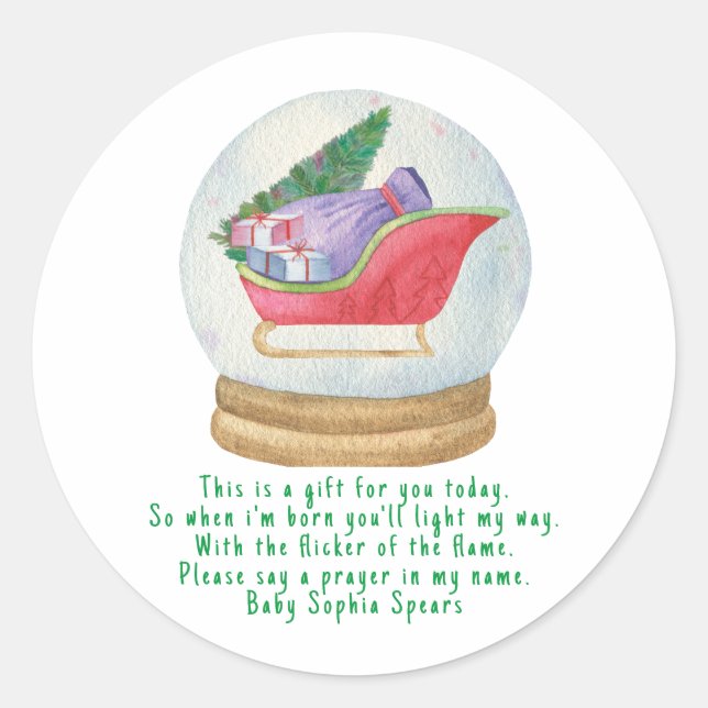 Santa sled. Prayer candle label (Front)