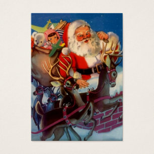 SANTA SLED REINDEER TOYS BASKET TAGS GIFT TAG CARD