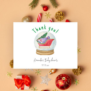 Santa sled - thank you baby shower  card