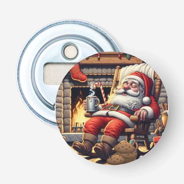 Santa sleeping Christmas Bottle Opener (Front)