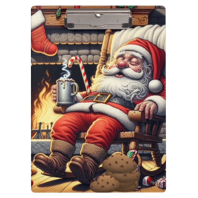 Santa sleeping Christmas Clipboard (Front)