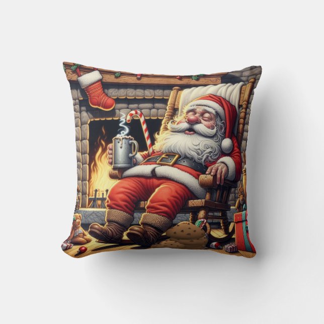 Santa sleeping Christmas Cushion (Front)