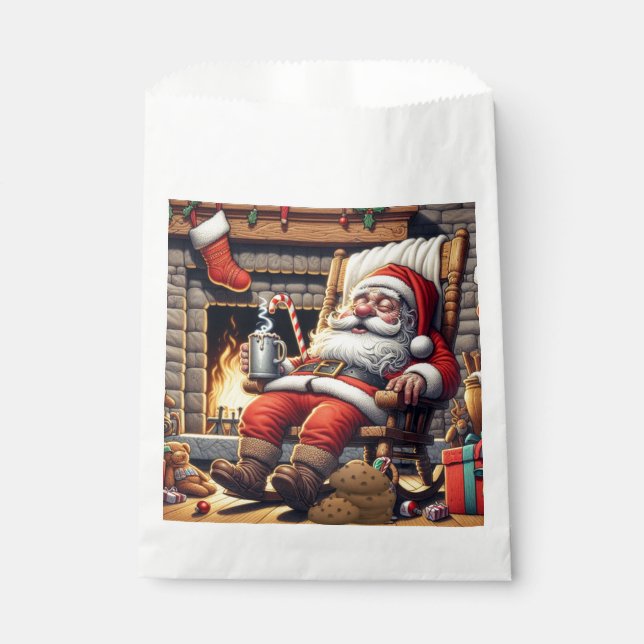Santa sleeping Christmas Favour Bags (Front)