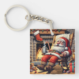 Santa sleeping Christmas Key Ring