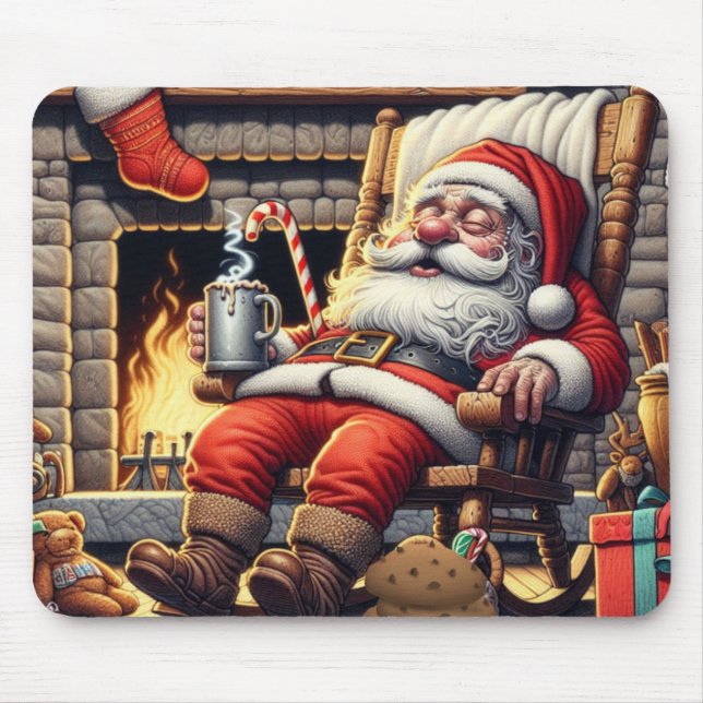 Santa sleeping Christmas Mouse Mat (Front)