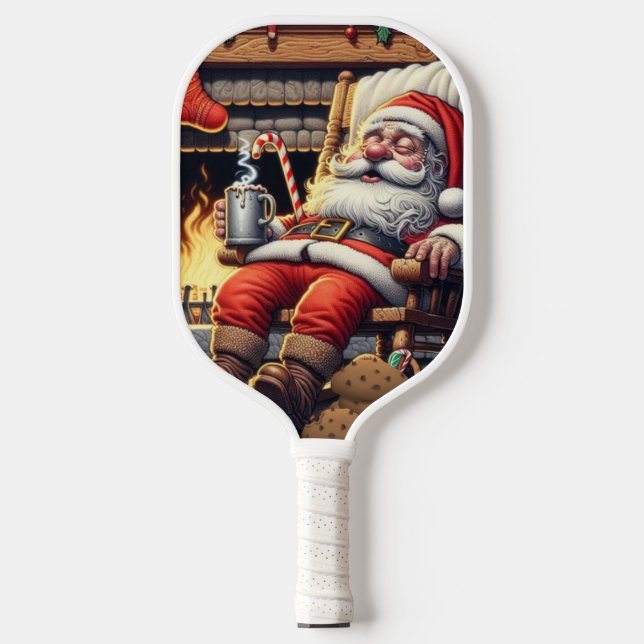 Santa sleeping Christmas Pickleball Paddle (Front)