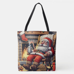 Santa sleeping Christmas Tote Bag
