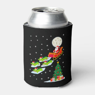 Santa Sleigh Alligator Christmas Moon Snow Tree Can Cooler