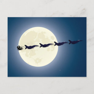 Santa, Sleigh and F-16 Jets Military Christmas Holiday Postcard