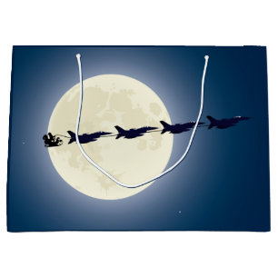 Santa, Sleigh and F-16 Jets Military Christmas  Large Gift Bag