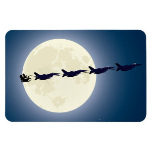 Santa, Sleigh and F-16 Jets Military Christmas Magnet