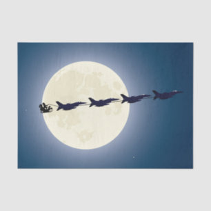 Santa, Sleigh and F-16 Jets Military Christmas Tissue Paper