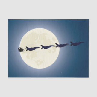 Santa, Sleigh and F-16 Jets Military Christmas Tissue Paper