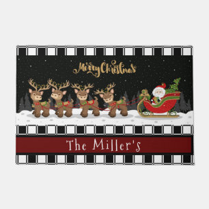 Santa Sleigh and Reindeer Doormat