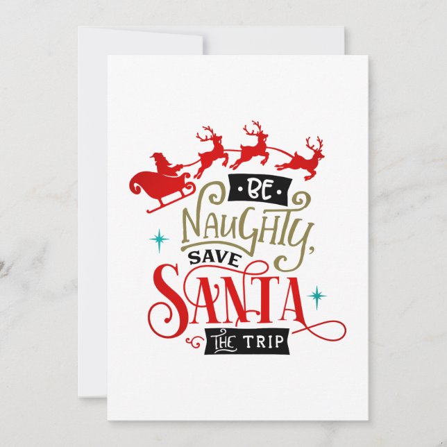 Santa Sleigh And Reindeer Funny Christmas  Holiday Card (Front)