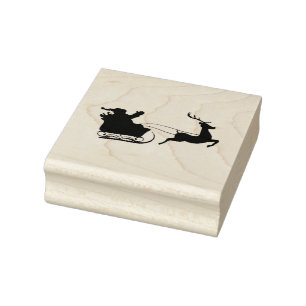 Santa Sleigh And Reindeer Rubber Stamp