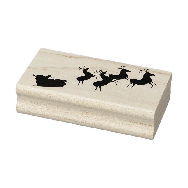 Santa Sleigh and Reindeer Rubber Stamp (Stamp)