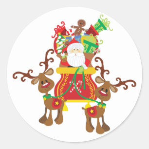 Santa Sleigh And Reindeer Sticker