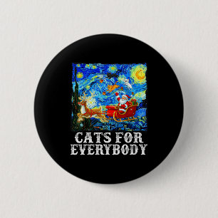 Santa Sleigh Christmas Cats For Everybody Starry N 6 Cm Round Badge