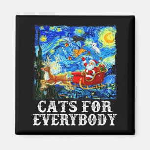 Santa Sleigh Christmas Cats For Everybody Starry N Magnet
