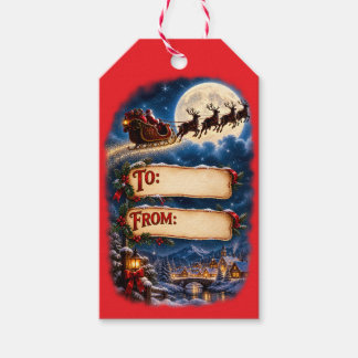 Santa Sleigh Christmas Gift Tags